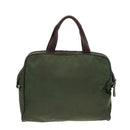 PRADA Hand Bag Nylon Khaki Brown Silver Auth ki4736-3