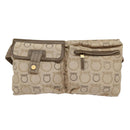 Salvatore Ferragamo Waist bag Canvas Beige Gold Auth ki4753-13