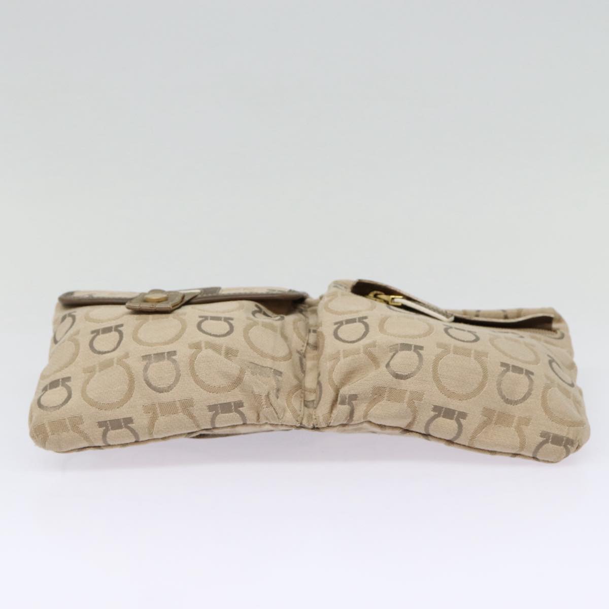 Salvatore Ferragamo Waist bag Canvas Beige Gold Auth ki4753