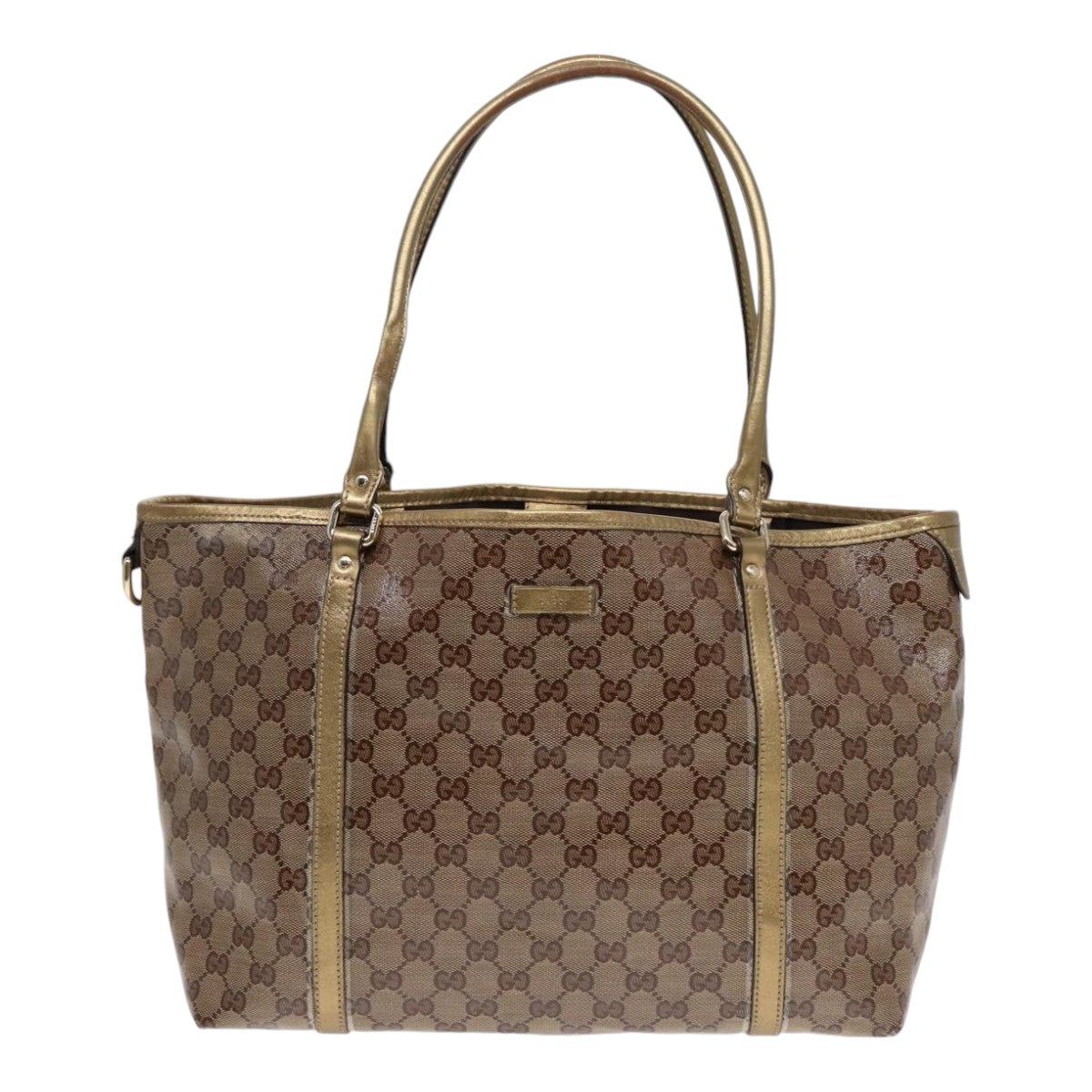 GUCCI GG Crystal Tote Bag Gold Tone Gold 197958 Auth ki4759