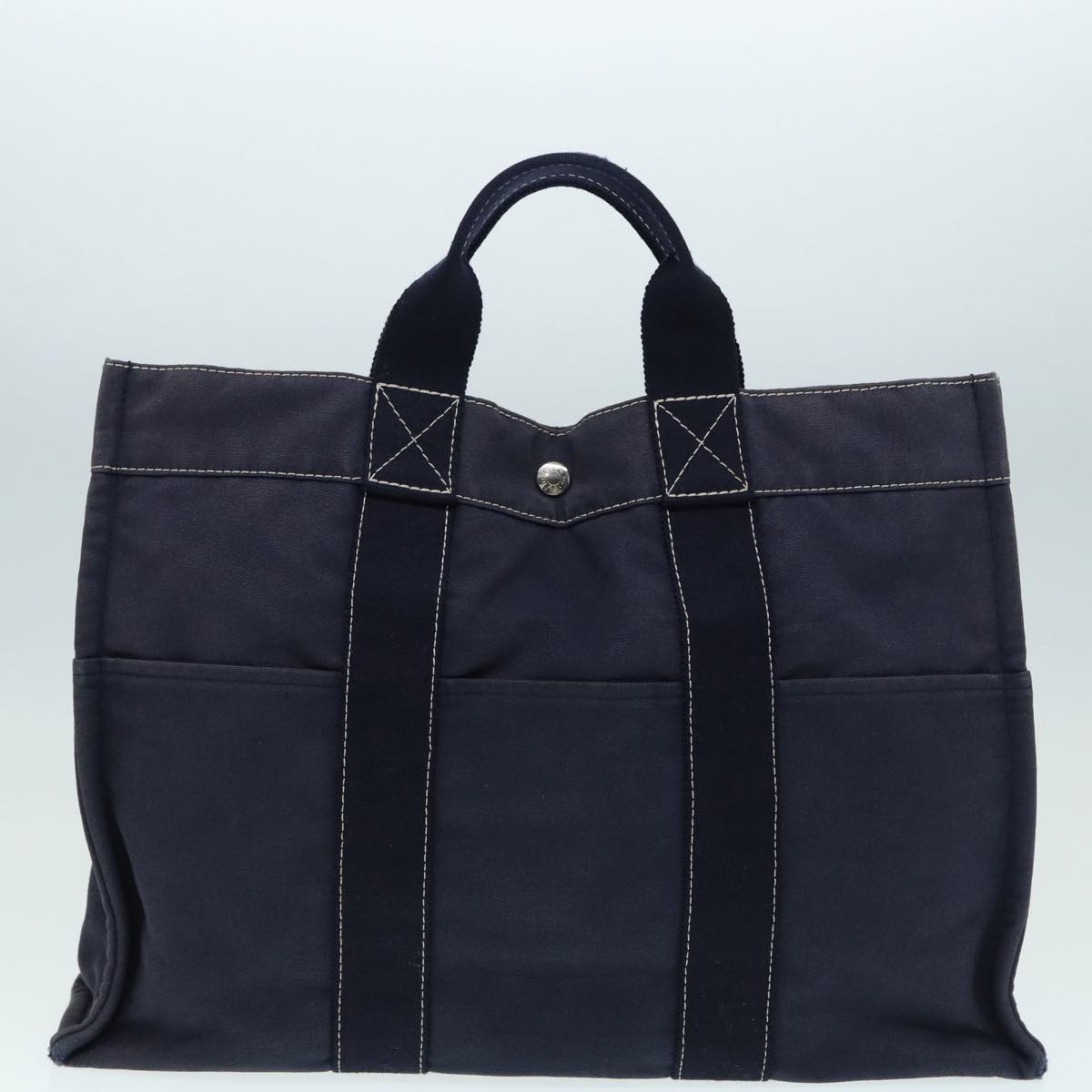 HERMES Hand Bag Canvas 5Set Black Gray Navy Auth ki4761