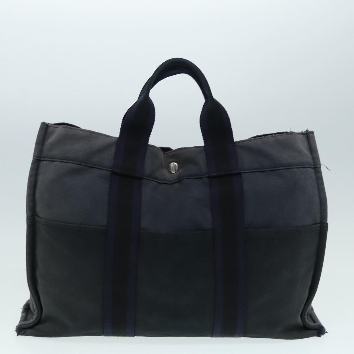 HERMES Hand Bag Canvas 5Set Black Gray Navy Auth ki4761