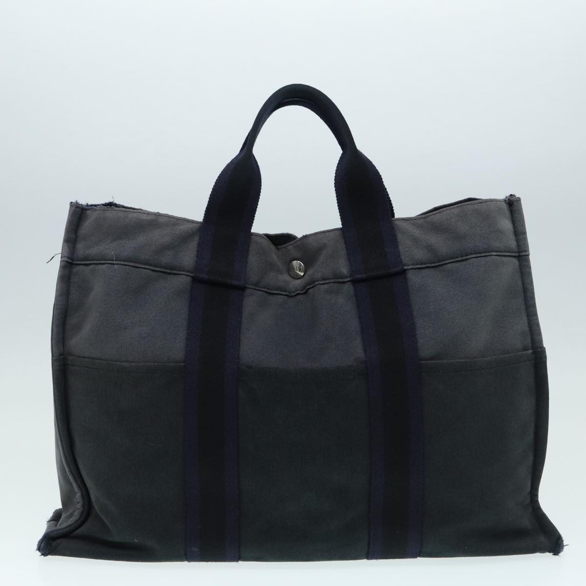 HERMES Hand Bag Canvas 5Set Black Gray Navy Auth ki4761