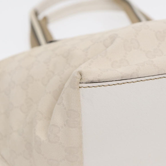 GUCCI GG Supreme Tote Bag White Beige gold 131230 Auth ki4782