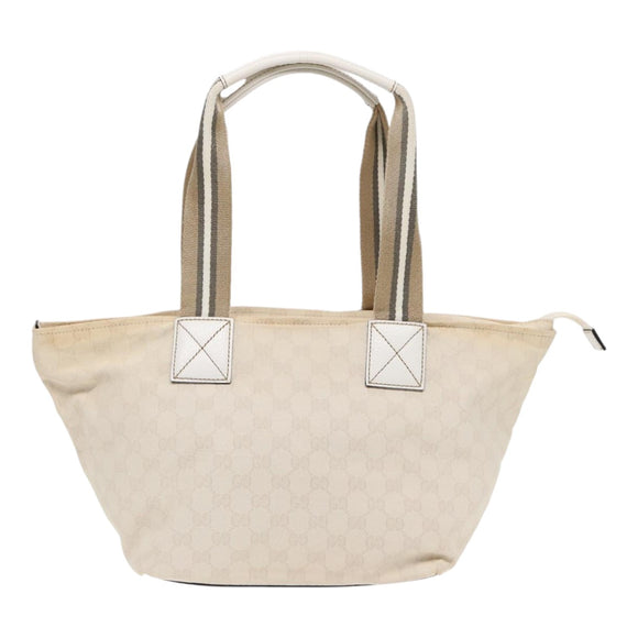 GUCCI GG Supreme Tote Bag White Beige gold 131230 Auth ki4782