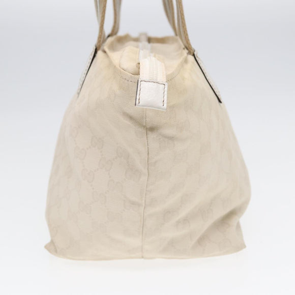 GUCCI GG Supreme Tote Bag White Beige gold 131230 Auth ki4782