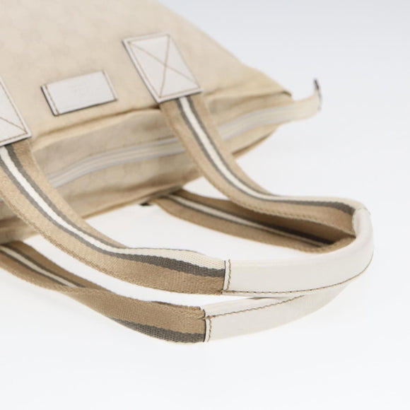 GUCCI GG Supreme Tote Bag White Beige gold 131230 Auth ki4782