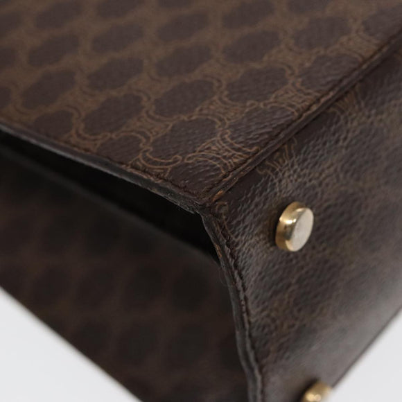 CELINE Macadam Canvas Shoulder Bag PVC Leather Brown Gold Auth ki4788