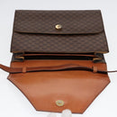 CELINE Macadam Canvas Shoulder Bag PVC Leather Brown Gold Auth ki4788-10