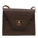 CELINE Macadam Canvas Shoulder Bag PVC Leather Brown Gold Auth ki4788-13