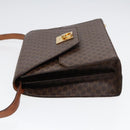CELINE Macadam Canvas Shoulder Bag PVC Leather Brown Gold Auth ki4788-4