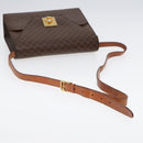 CELINE Macadam Canvas Shoulder Bag PVC Leather Brown Gold Auth ki4788-7