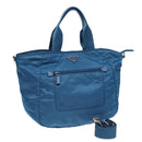PRADA Shoulder Bag Nylon 2way Blue Silver Auth ki4799-1