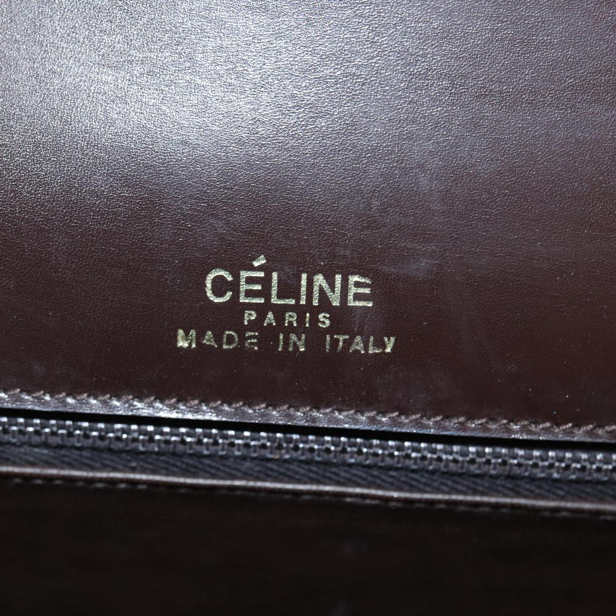 CELINE Horse Carriage Shoulder Bag Leather Black Gold Auth ki4823