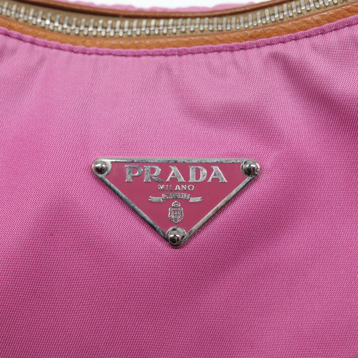 PRADA Shoulder Bag Nylon Pink Silver Auth ki4826