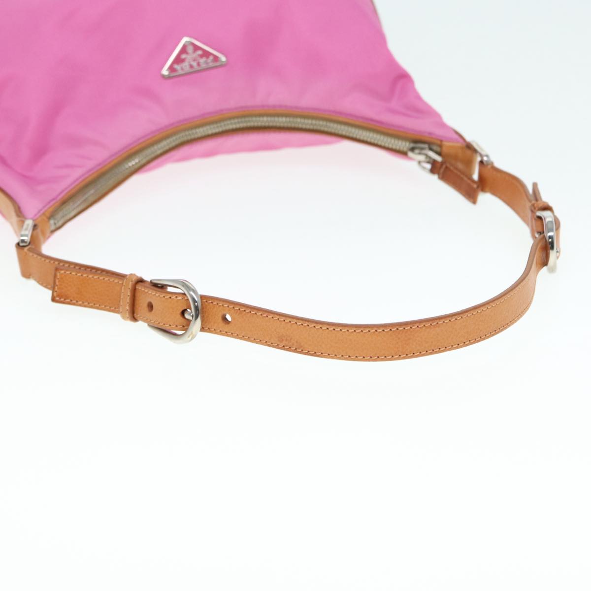 PRADA Shoulder Bag Nylon Pink Silver Auth ki4826