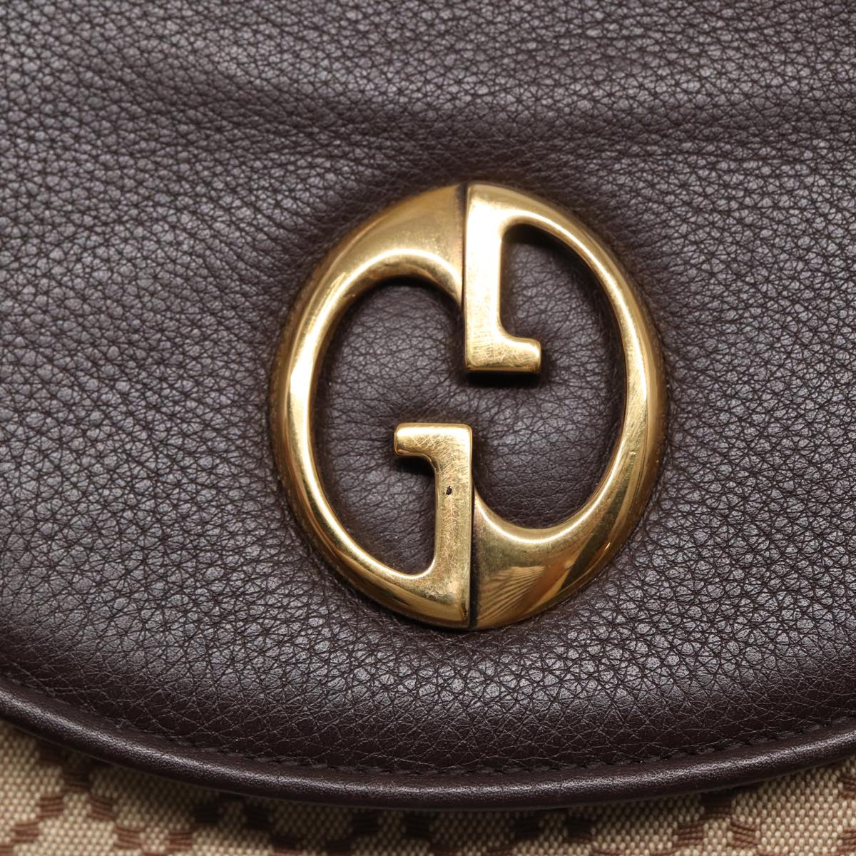 GUCCI Diamante Hand Bag Canvas Beige Gold 251826 Auth ki4830