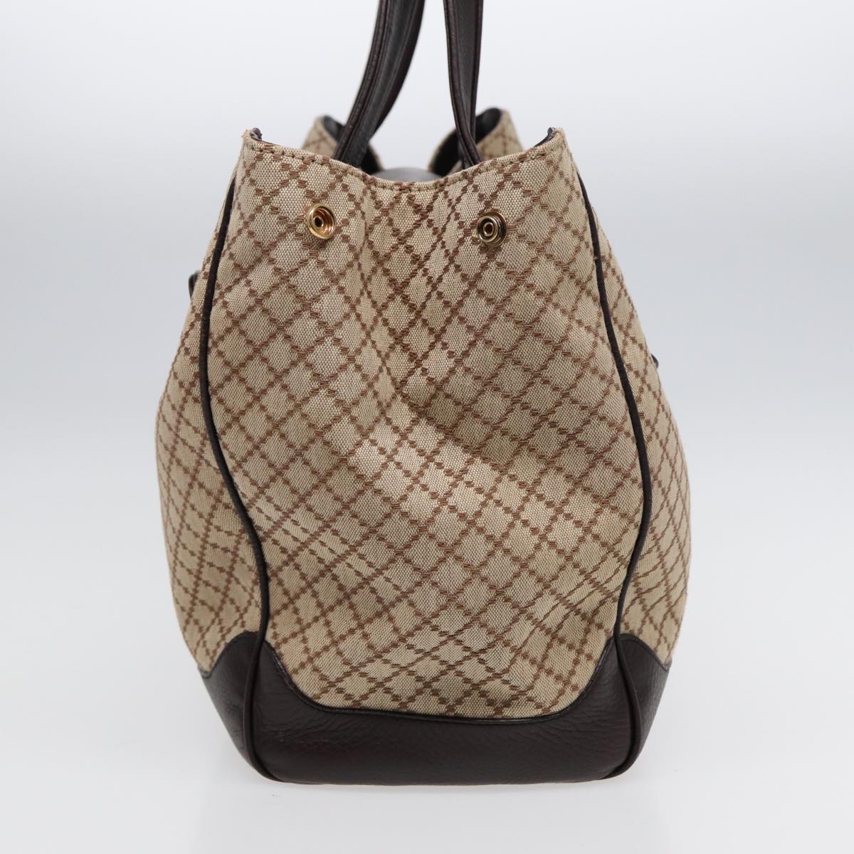 GUCCI Diamante Hand Bag Canvas Beige Gold 251826 Auth ki4830