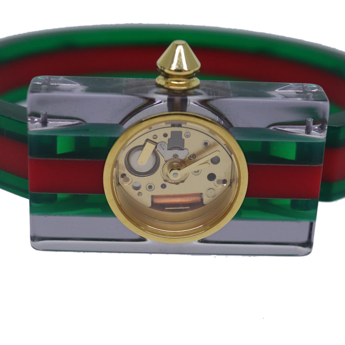 GUCCI Skeleton Web Sherry Line Watches plastic Red Green Auth ki4839 - 0