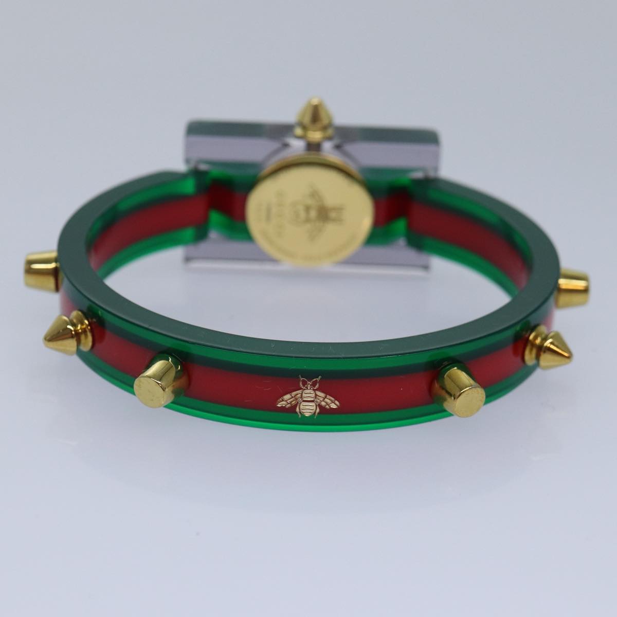 GUCCI Skeleton Web Sherry Line Watches plastic Red Green Auth ki4839