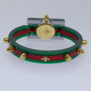 GUCCI Skeleton Web Sherry Line Watches plastic Red Green Auth ki4839-5