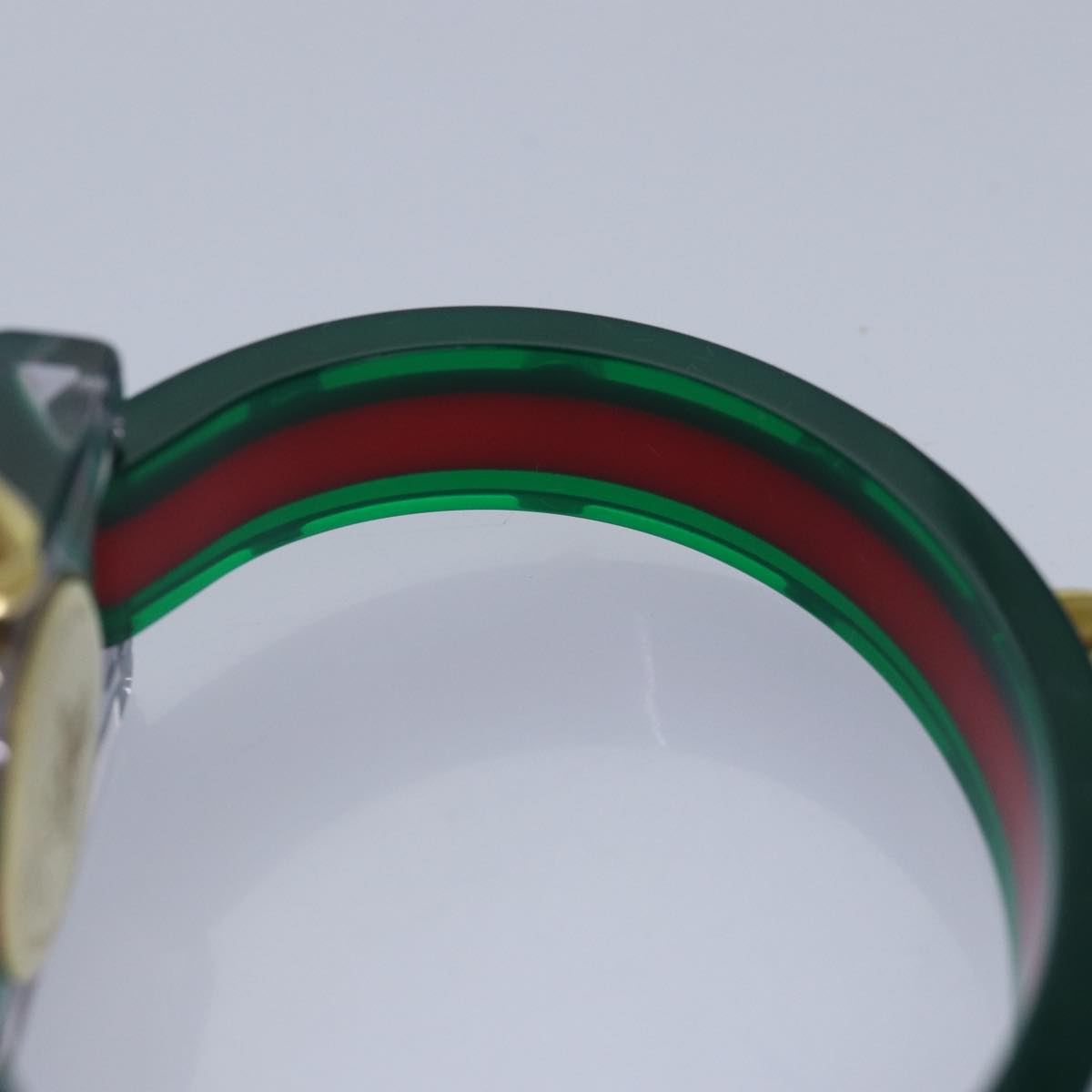 GUCCI Skeleton Web Sherry Line Watches plastic Red Green Auth ki4839