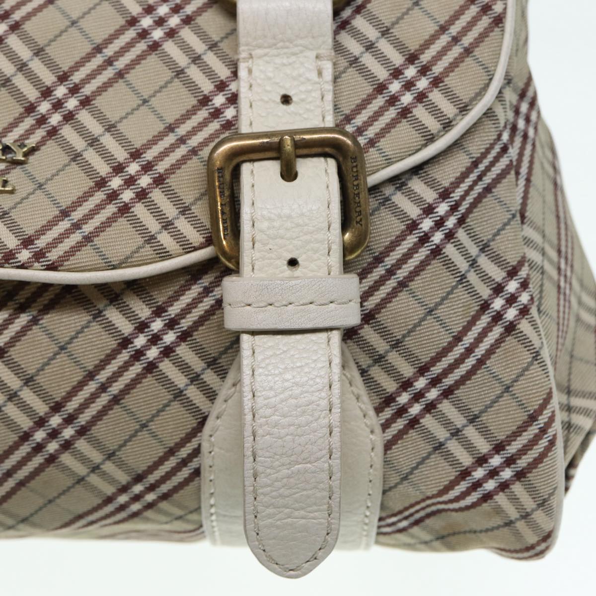 BURBERRY Nova Check Blue Label Shoulder Bag Canvas Beige Auth ki4854