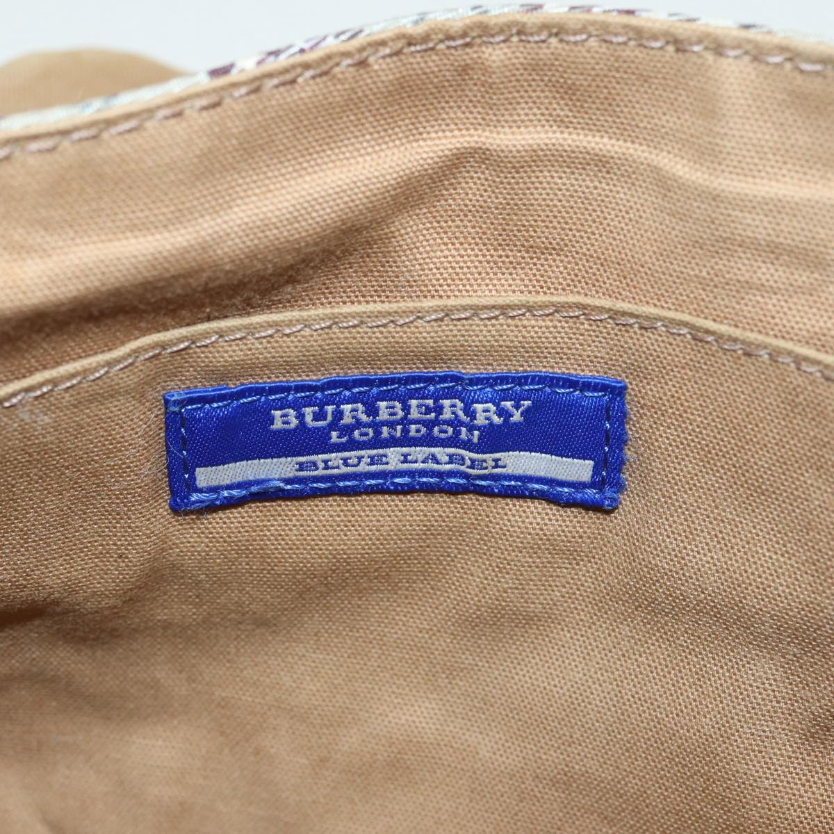 BURBERRY Nova Check Blue Label Shoulder Bag Canvas Beige Auth ki4854