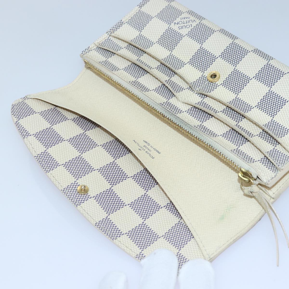 LOUIS VUITTON Damier Azur Portefeuille Emily Long Wallet N41625 LV Auth ki4863