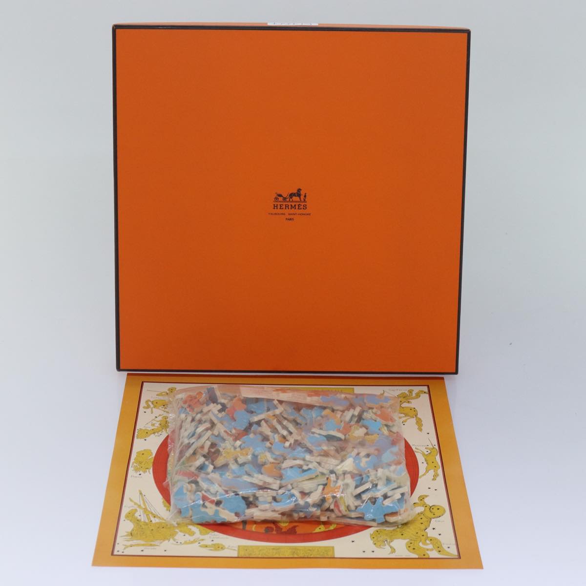 HERMES Puzzle Wood Blue Orange Auth ki4884