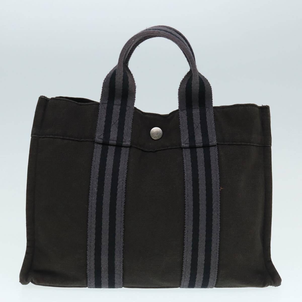 HERMES Fourre Tout Tote Bag Canvas 5Set Brown Navy black Auth ki4886