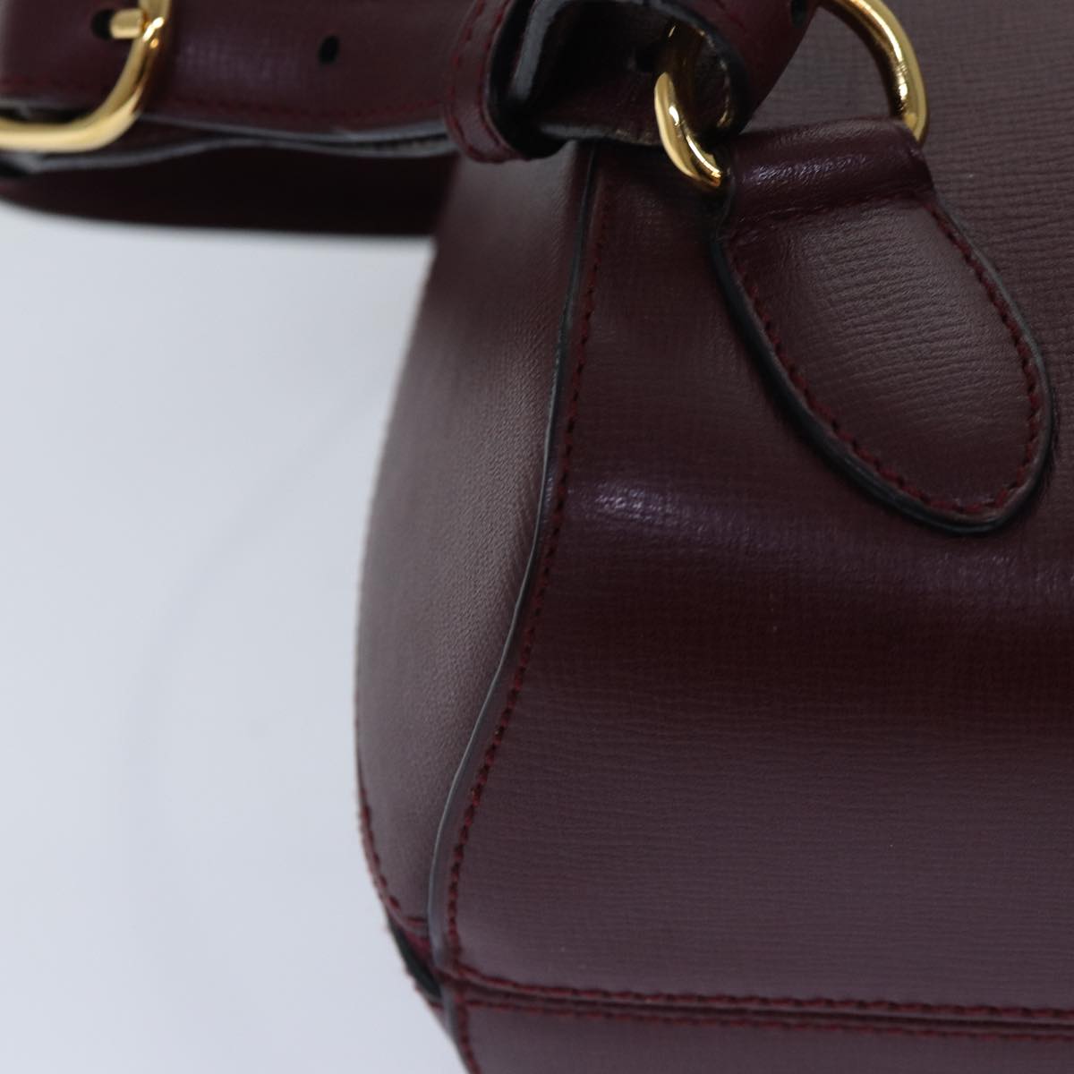 CARTIER Backpack Leather Bordeaux Gold Auth ki4887