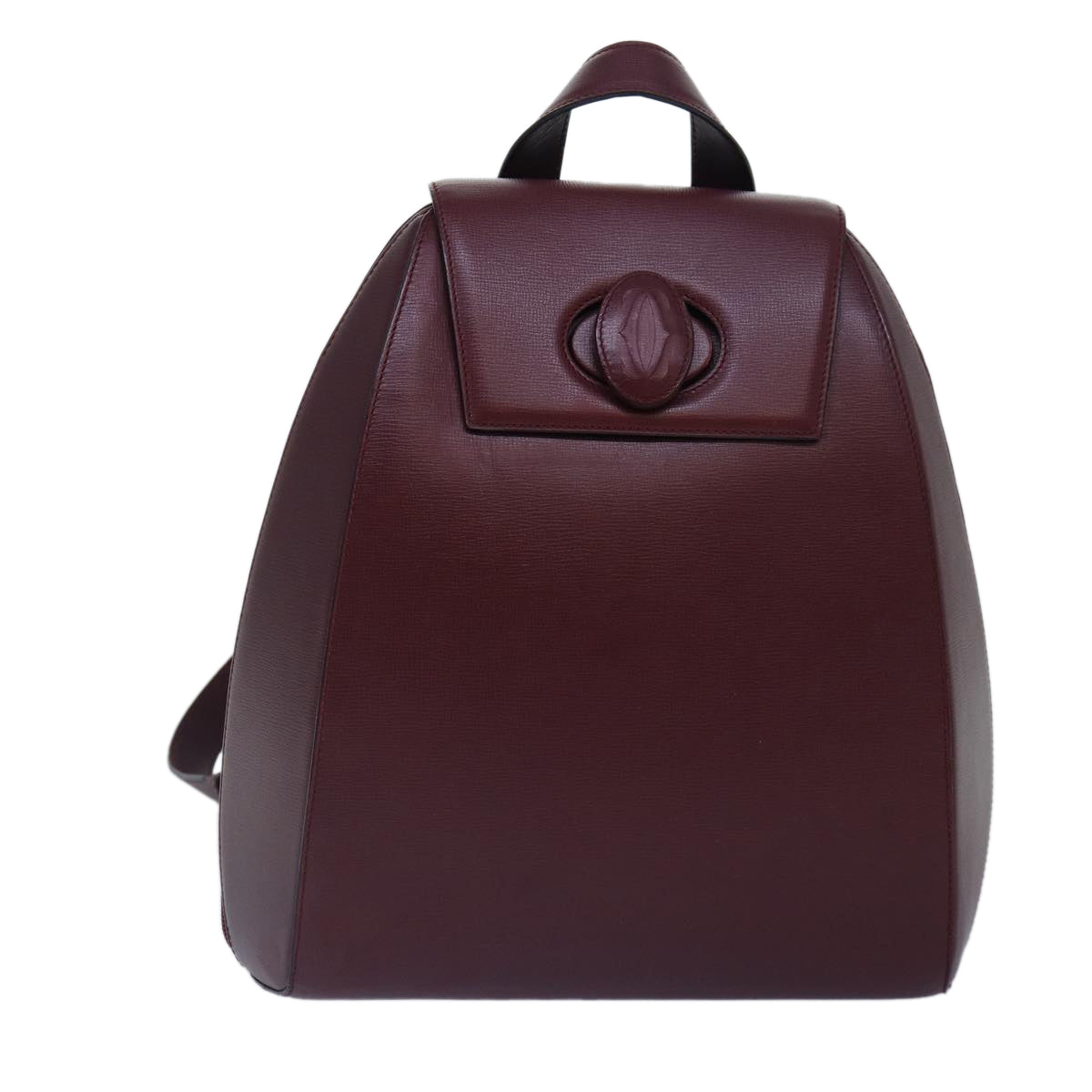 CARTIER Backpack Leather Bordeaux Gold Auth ki4887