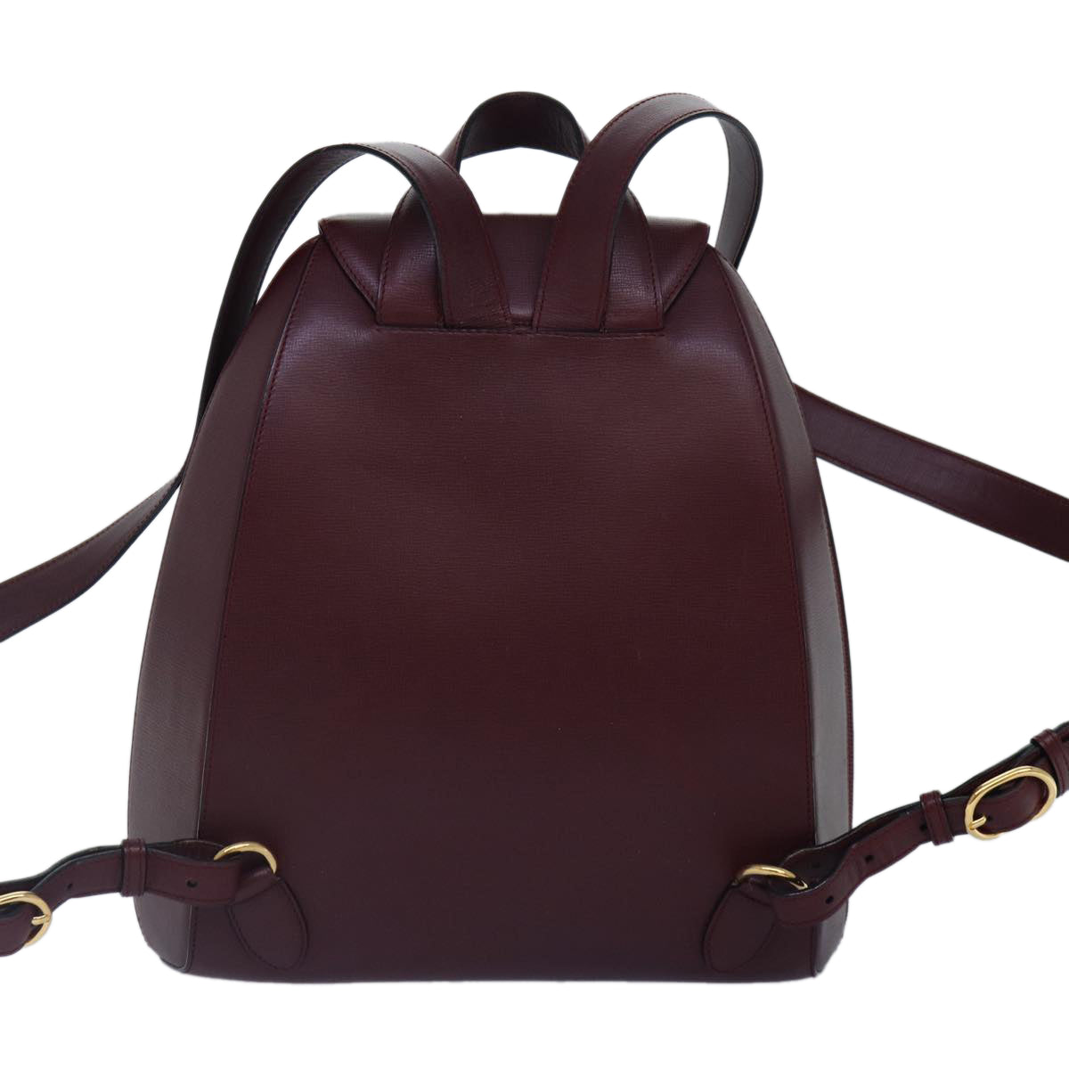 CARTIER Backpack Leather Bordeaux Gold Auth ki4887 - 0