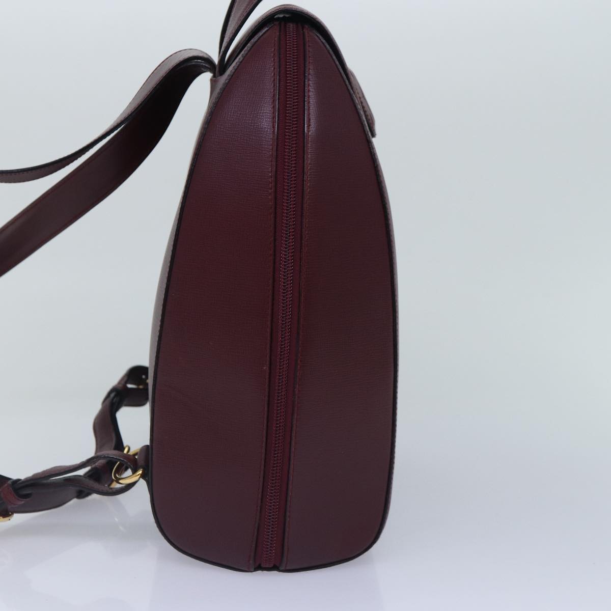 CARTIER Backpack Leather Bordeaux Gold Auth ki4887