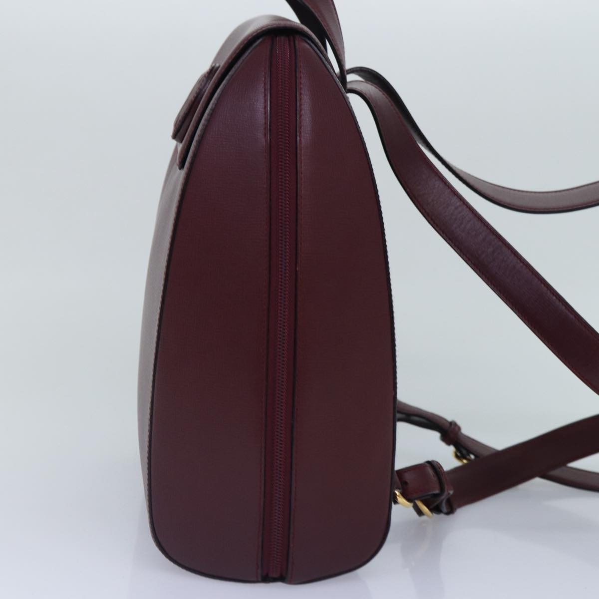 CARTIER Backpack Leather Bordeaux Gold Auth ki4887