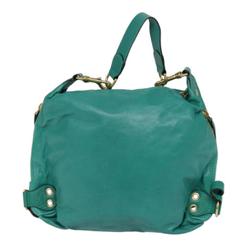 GUCCI Backpack Leather Green Gold Auth ki4889 - 0