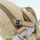 PRADA Pouch Nylon Beige Silver Auth ki4892-10