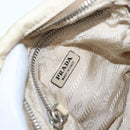 PRADA Pouch Nylon Beige Silver Auth ki4892-19