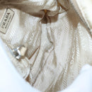 PRADA Pouch Nylon Beige Silver Auth ki4892-11