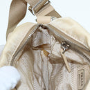 PRADA Pouch Nylon Beige Silver Auth ki4892-21