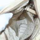 PRADA Pouch Nylon Beige Silver Auth ki4892-26