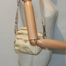 PRADA Pouch Nylon Beige Silver Auth ki4892-27