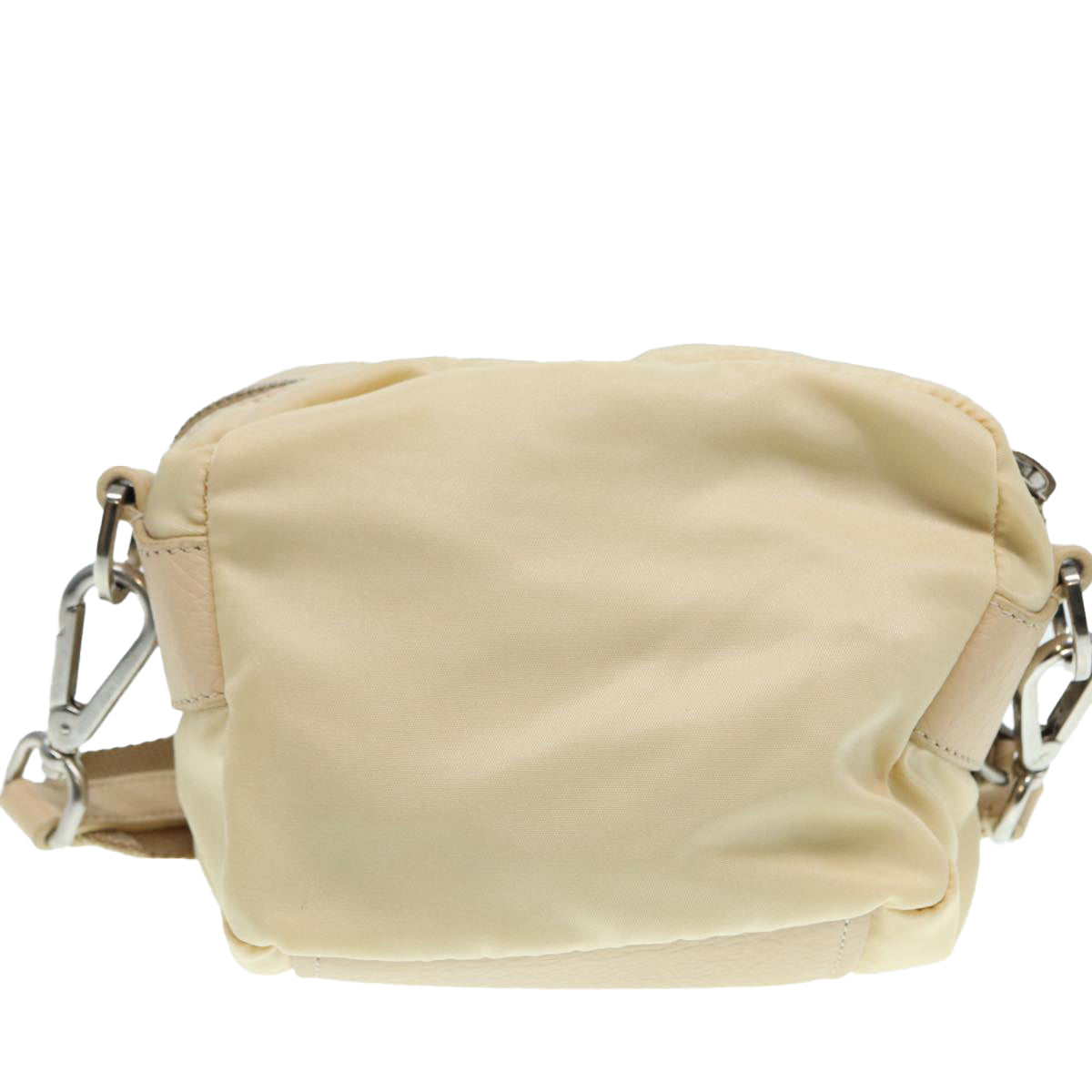 PRADA Pouch Nylon Beige Silver Auth ki4892 - 0