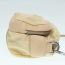 PRADA Pouch Nylon Beige Silver Auth ki4892-3