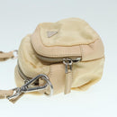 PRADA Pouch Nylon Beige Silver Auth ki4892-4