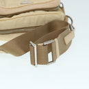 PRADA Pouch Nylon Beige Silver Auth ki4892-7