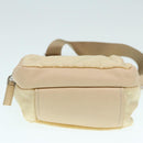 PRADA Pouch Nylon Beige Silver Auth ki4892-5