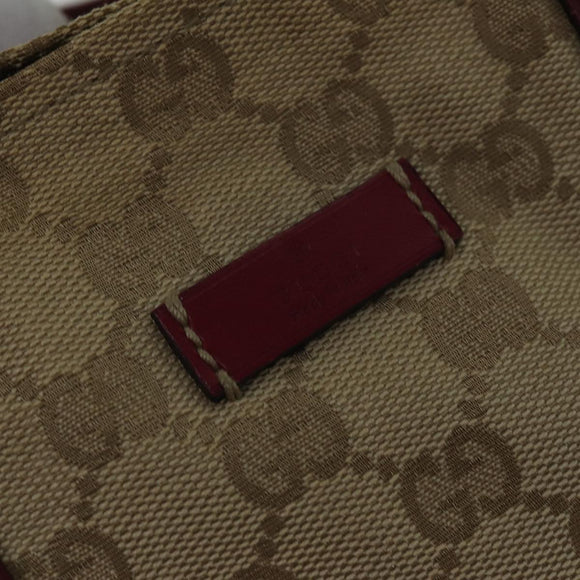 GUCCI GG Canvas Sherry Line Shoulder Bag Beige Red Auth ki4899