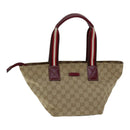 GUCCI GG Canvas Sherry Line Shoulder Bag Beige Red Auth ki4899-1